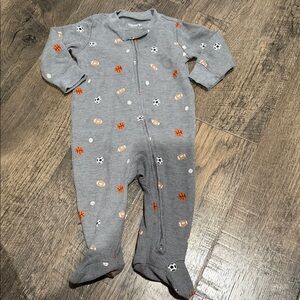 Carter's Gray Ribbed Sports Footed One-Piece